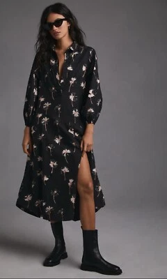 Anthropologie Maeve Dress Midi Women Cotton Button Front Preppy Boho Small New - Image 1 of 4