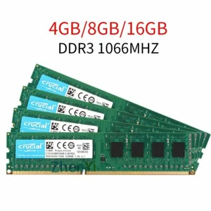 16GB 8GB 4GB DDR3 1066MHz PC3-8500 240pin DIMM Desktop Memory RAM Crucial LOT BT - Picture 1 of 15