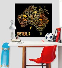 3D Australia Kangaroo 665NAN World Map Wall Stickers Vinyl Wallpaper Mural Fay