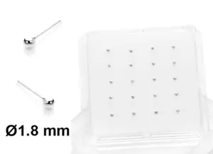 1 Orecchino Piercing Naso Nasini In Argento 925 Pallina Pallino Bianco 1.8mm - Imagen 1 de 1