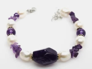 Ross-Simons Amethyst & Pearl Bracelet, Size 7 inches - Picture 1 of 6