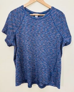 athleta top 1X blue spacedye ultimate train mesh tee semi sheer athleisure - Picture 1 of 7