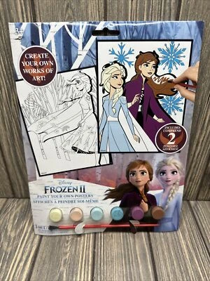 Disney Princess Frozen 2 pinte seu próprio pôster kit de artes e artesanato com pintura e pincel - Imagem 1 de 4