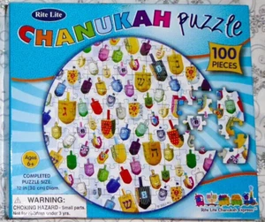 CHANUKAH PUZZLE DREIDELS HANUKKAH RITE LITE FUN GAME FAMILY 100 PC ROUND - Picture 1 of 3