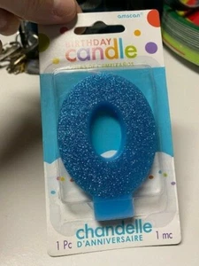 Amscan Blue Glitter Birthday Candle Number 0 Small New!!! - Picture 1 of 1