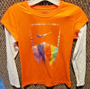 CAMISETA TOP NIKE~Naranja MANGA LARGA~Niñas Grandes - Imagen 1 de 2