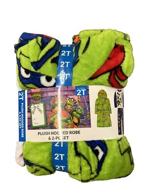 NWT Boys Nickelodeon TMNT Plush Hooded Robe & 2-PC Pajama Set 4 - Image 1 of 2