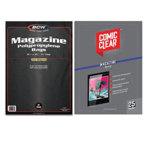 25 BCW Thick Magazine Bags & Comic Clear Magazine Boards Archival Plastic Boards - Picture 1 of 4