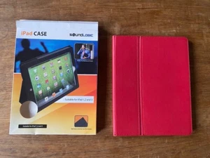 Soundlogic iPad case étui iPad 1 iPad 2 iPad 3 étui façon cuir rouge TB état - Photo 1/3
