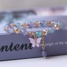 Beautiful Butterfly Beaded Charm Bracelet Women Girls Children Jewellery Gift UK