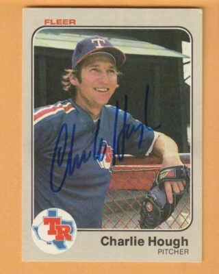 Charlie Hough Texas Rangers AUTO Signed 1983 Fleer Hialeah Florida - Image 1 of 2