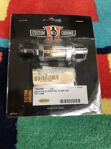 1/4" CUSTOM CHROME SEE_FLOW GAS FILTER 18240 for Harley - Picture 1 of 4