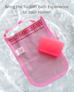 Turkish Bath Gift Set - Floral Freshness Soap & Pink Exfoliating Mitt - Picture 1 of 8
