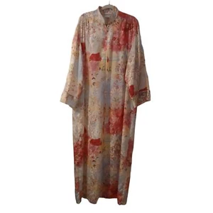 Mary McFadden Vintage Womens Floral Pink Yellow WhiteHouse Coat Robe Size Medium - Picture 1 of 9