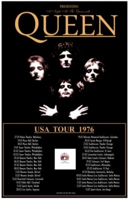 Queen 1976 box office CONCERT poster   North America Tour Freddie Bohemian - Image 1 of 4