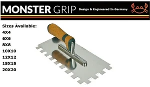 MonsterGrip RUST FREE Notched Adhesive Tile Trowel-CORK HANDLE- 4-20MM - Picture 1 of 9