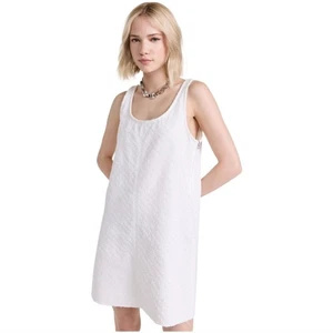 Rag & Bone Kimmie Shift Dress White Tweed Denim Raw Hem Size Medium Festival - Picture 1 of 15