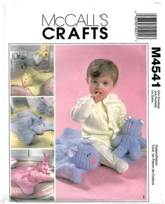 McCalls M4541 Cuddle Mats & Toys Puppy Bear Bunny Kitten Pattern Uncut - Image 1 of 3
