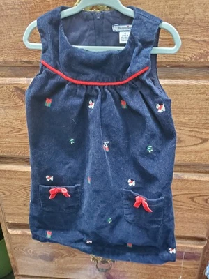 Hartstrings Navy Corduroy Christmas Holiday Dress Size 4 - Image 1 of 4