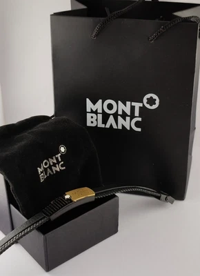 Pulsera Montblanc de lujo de cuero negro para hombre con caja "Envío gratuito" Foto 1 de 4