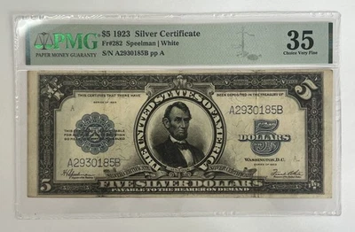 1923 $5 Porthole Silver Certificate Fr 282 PMG Choice VF 35 Stains - Image 1 of 4