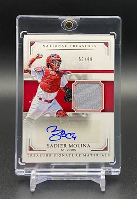 YADIER MOLINA - 2017 National Treasures Camiseta usada en el juego Auto #d 53/99 Cardinals Foto 1 de 4