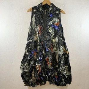 Comfy USA Women Sleeveless Tunic Top Sz XS Oversized Crinkle Artsy Lagenlook - Picture 1 of 13