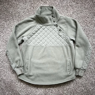 Chaqueta Pullover Abercrombie & Fitch Polar Para Mujer M Verde Salvia A Presión Acolchada Y2K Foto 1 de 4