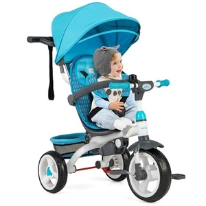 Blue Baby Stroller Tricycle Detachable Learning Toy Bike - Picture 1 of 10