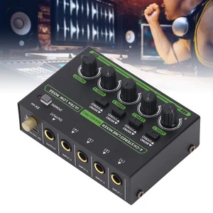 4 Channel Stereo Line Mixer 6.35mm Interface Super Low Noise Independent Vol NEW - Afbeelding 1 van 12