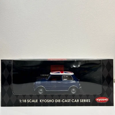 KYOSHO 1 18 MORRIS MINI COOPER 1275S Blue Morris Mini Cooper Blue Union Jack Cla - Image 1 of 4