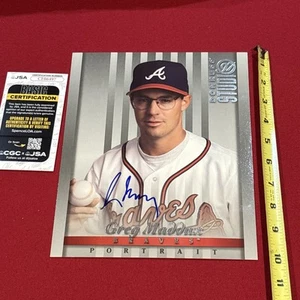 GREG MADDUX SIGNED 8x10 ATLANTA BRAVES DONRUSS STUDIO CARD JSA - Picture 1 of 2
