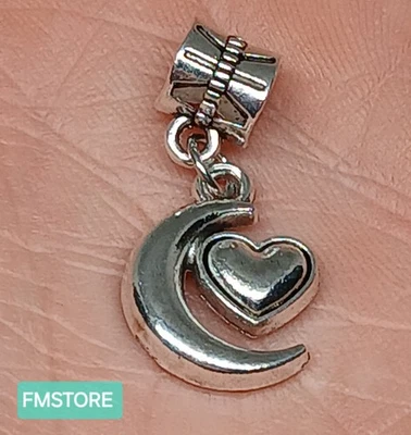 Charm Ciondolo Per Bracciale Cuore I Love You in Acciaio Tono Argento Silver  - Immagine 1 di 2