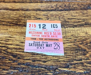 Astros vs Pirates Ticket Stub 5/28/1966 Astrodome Clemente Stargell Home Run - Picture 1 of 4