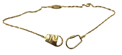 Vintage Gucci 70s Long Belt Clip Pocket Key Chain Gold Plated Lanyard Carabiner - Image 1 of 4