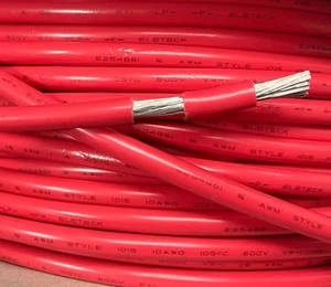 10 AWG Red 60A 105/0.25mm Automotive High Temp Appliance Wire 5.3mm² 105°C 600V - Picture 1 of 2