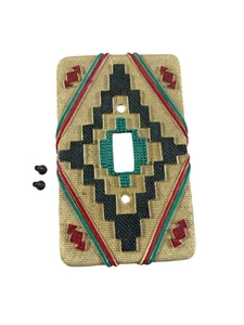 Southwestern Style Single Light Switch Plate Cover Ceramic Aztec Multi Color - Picture 1 of 8