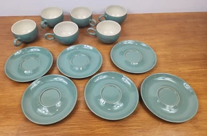X6 Denby Manor Set di tazze e piattini in gres vintage verde acqua - Foto 1 di 8