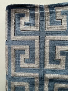 Brunschwig & Fils Macaire Velvet Grey/Blue Designer Fabric Remnant 24"x24" - Picture 1 of 4