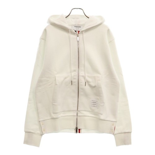 Felpa con cappuccio e zip THOM BROWNE Tom marrone schiena linea tricolore bianca usata dc573d33e87279