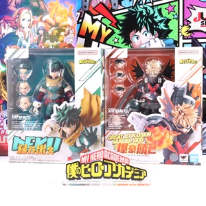 S.H.Figuarts My Hero Academia Midoriya & Bakugo con targa logo Bandai Expedited - Foto 1 di 24
