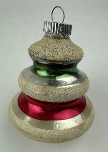 Glas Glimmer BAUMFORM Weihnachtsschmuck glänzend Brite rot grün LESEN Vintage - Bild 1 von 13