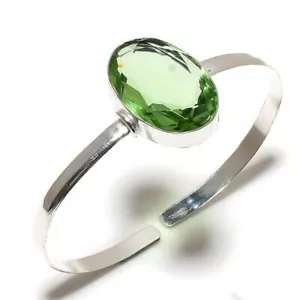 Natural Peridot Gemstone 925 Sterling Silver Cuff Bangle Adjustable Gift r926 - Picture 1 of 6