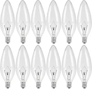 12-Pack E12 Candle Light Bulbs 40W Warm White 2500K, 380 Lumen Dimmable Clear  - Picture 1 of 7