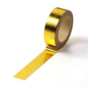 GOLD FOIL SOLID Washi Tape 15mmx10M Journal Decorative Bujo Mask Diary Craft - Picture 1 of 1