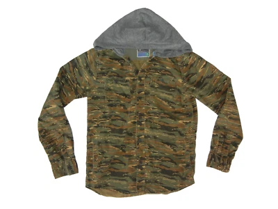 DIVERSIÓN MODERNA Marrón/Verde CAMUFLAJE ABOTONADA SUDADERA CON CAPUCHA Ejército Caminata Sudadera Para Hombre S Foto 1 de 4