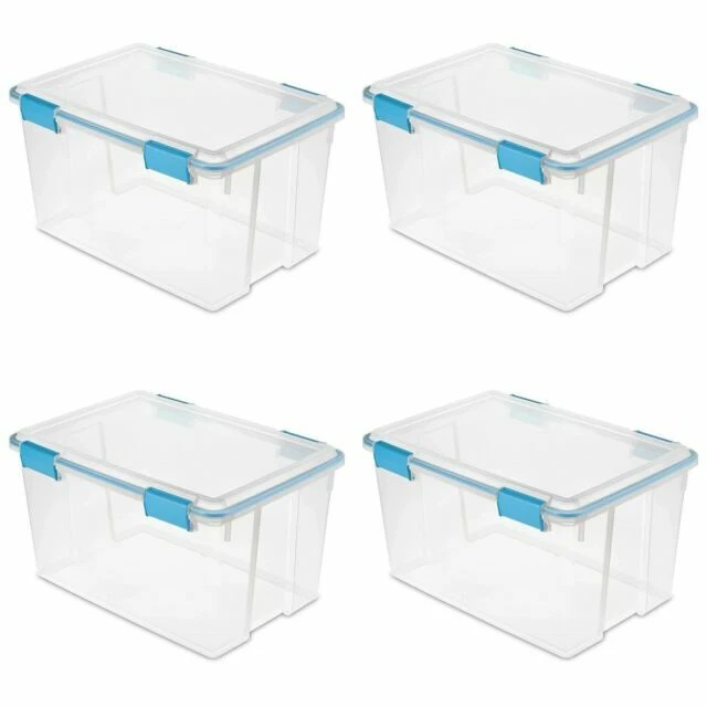 Sterilite 19344304 54 Quart Gasket Storage Container Box - Blue/Clear
