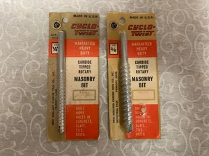 2 Stck. Cyclo Twist hartmetallbestückte rotierende Mauerwerk Bits 3/8 Zoll & 1/4 Zoll Made in USA - Bild 1 von 2