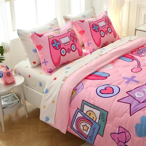 Twin Size 7 Piece Gamer Comforter Set Microfiber Gaming Gamepad Bedding Kids Tee - Picture 1 of 12