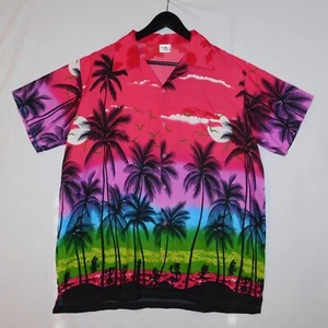Camisa vintage KING KAMEHA palmeras hawai isla hawaiana Tiki Aloha para hombre XL - Imagen 1 de 9